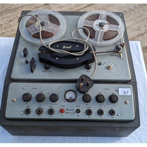 67 - Vintage Brenell Mark 5M Reel to Reel Tape Recorder