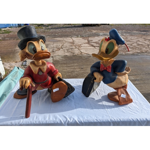 131A - Rare 52CM Disney 1980s Highly Collectable Scrooge Mcduck & Donald Duck 52cm Polyresin Figures  A/F. ... 