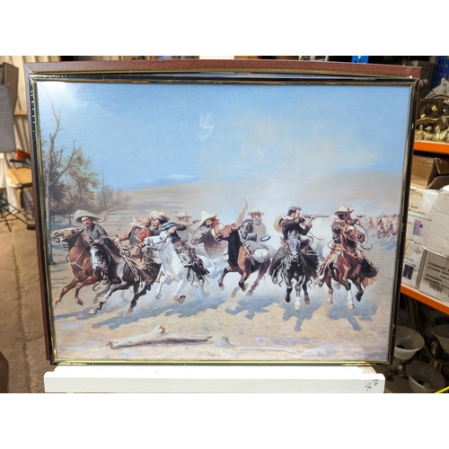 141 - Large Bundle Of Western Style Prints, Various Artists. Largest 64x49cm