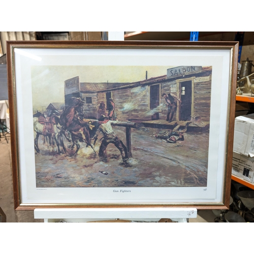 141 - Large Bundle Of Western Style Prints, Various Artists. Largest 64x49cm