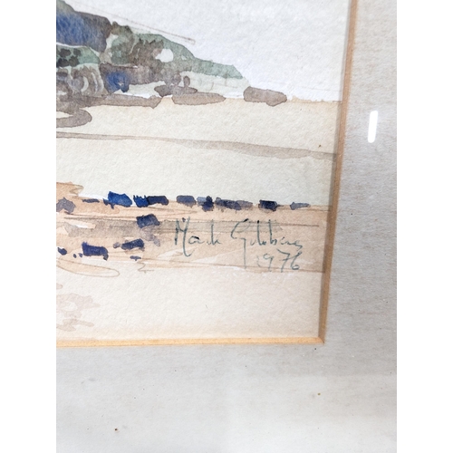 183 - Mark Gibbons 1976 Original Watercolour - Coastal Scene With Boats In The Sand - Signed 45x34cm