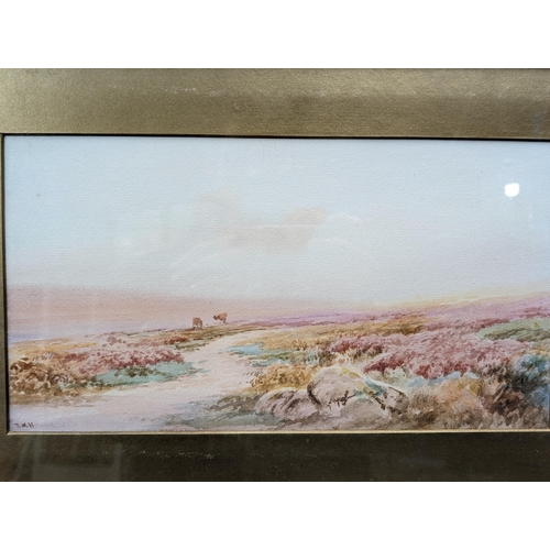 195 - Early C1925 R. W Holman Original Watercolour - Wonderful Moorland Scene Mounted Glazed And Framed 57... 