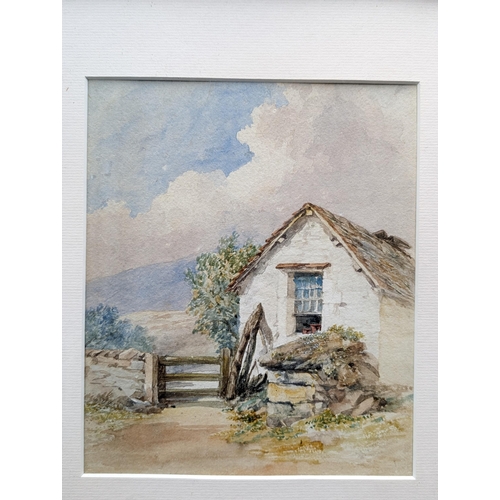 201 - Pair Well Executed Original Watercolours - Moorland Cottage Scenes - Unsigned - Well Mounted Glazed ... 