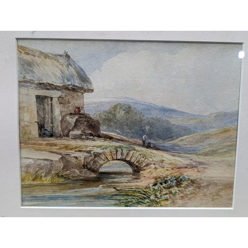 201 - Pair Well Executed Original Watercolours - Moorland Cottage Scenes - Unsigned - Well Mounted Glazed ... 