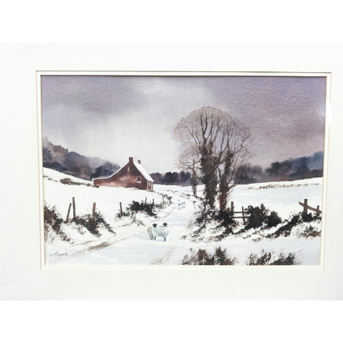 207 - Thomas Moore Fabulous Well Executed Original Watercolour Of Winter Farmstead Scene With Sheep In For... 