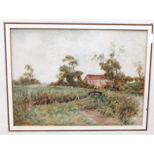 212 - Large Original Watercolour - Landscape And Cottage Scene - Mounted Framed And Glazed - Note Marks to... 