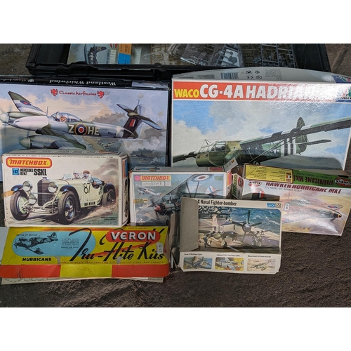 254 - Large Qty Plastic Models Kits / Military / Aviation Etc. Some Appear Started, But appear mostly Comp... 