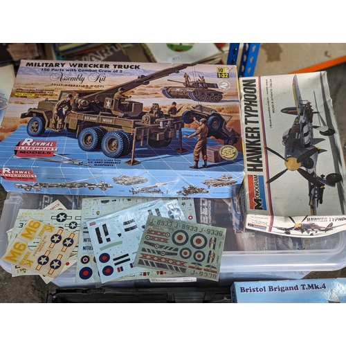 254 - Large Qty Plastic Models Kits / Military / Aviation Etc. Some Appear Started, But appear mostly Comp... 