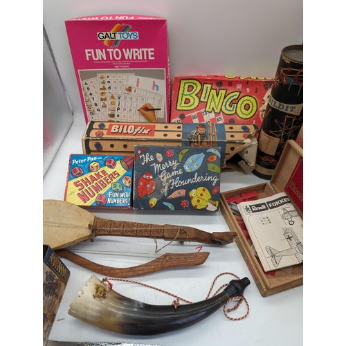 270 - Quantity Vintage Games / Instruments - Bilofix / Cornocupia Horn Plus Others