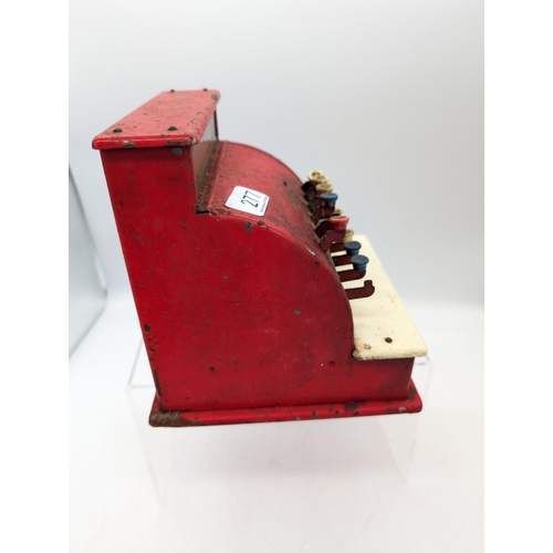 277 - Vintage St Michael Toy Cash Register - Red. Vintage Tin Toy - Has Some Buttons Missing But Still Wor... 