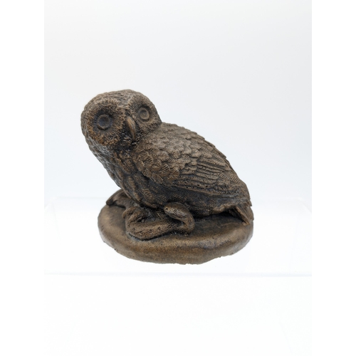 286 - Heavy Base Metal Owl Figurine on a Snake - 12x9x10
Indistinct Makers Mark on the Back