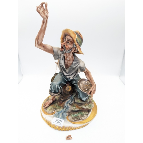 293 - Large Vintage Capodimonte Figure - The Gold Prospector - Has Lost two Fingers However They are prese... 