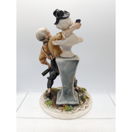 306 - Capodimonte Vintage Italian Ceramic Statue 'Drinking Pals' Excellent No Losses