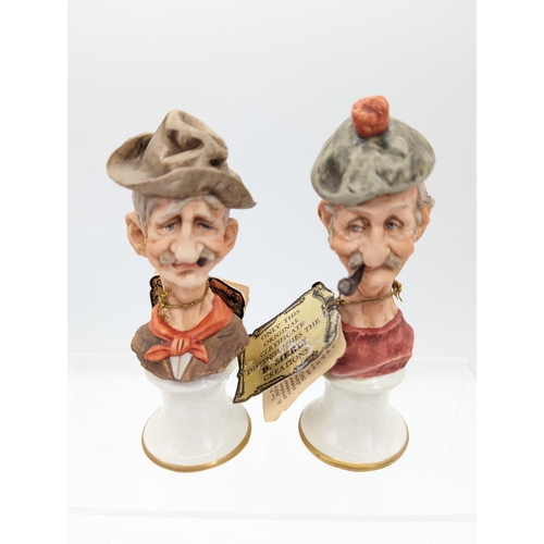 307 - B.Merli Bundle Vintage Capodimonte - Still With Original Labels Two Busts Of Gentleman and a Standin... 