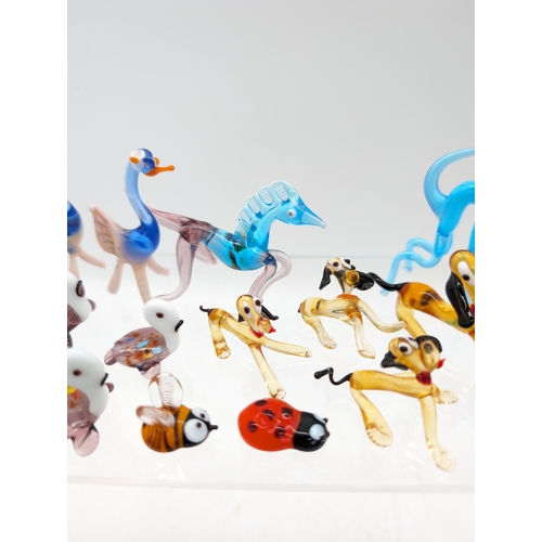 312 - Murano Miniature Glasswork Animals / Graduated Dogs / Ducks / Birds And Others. Millefiori Canes Pre... 