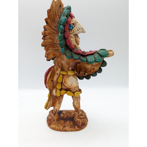 327 - Vintage Aztec Mayan Resin Statue Totem Figure Hand Painted 7