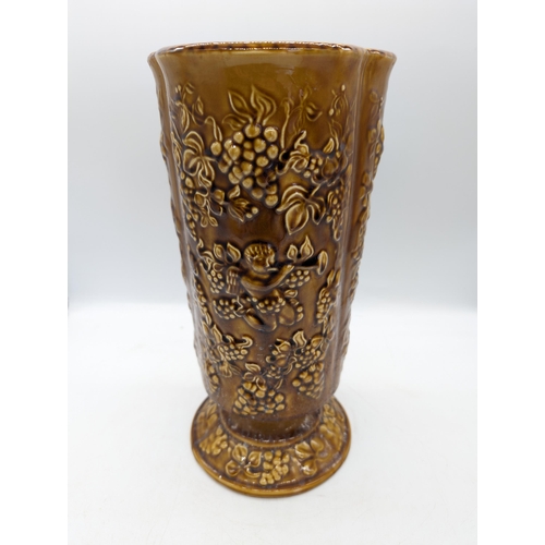 328 - Arthur Wood Excellent Vintage Honeyglaze Vase - Decorated In Cherubs And Floral Motifs