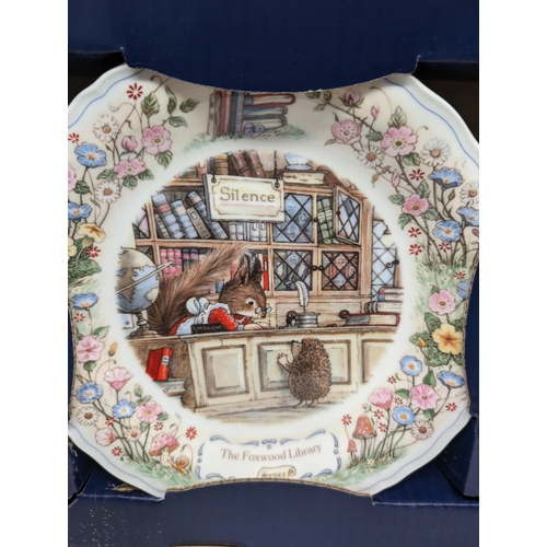 371 - Bundle (6) Wedgewood Foxwood Tales Collector Plates All in Box Of Issue Plus Foxwood Tales Wall Cloc... 