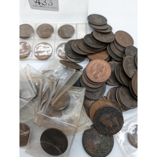 433 - Large Bundle of Pennies and Half Pennies Including Poor Condition Cartwheel Penny.