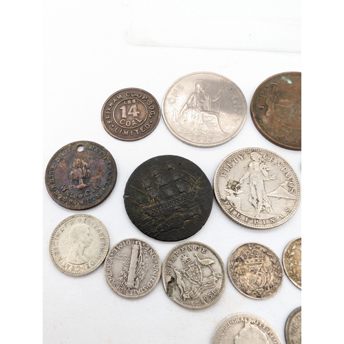 441 - Antique Bundle Mostly Silver Coins Including 1868 Maundy Four pence ( Been Drilled) 
Plus 1796 Half ... 