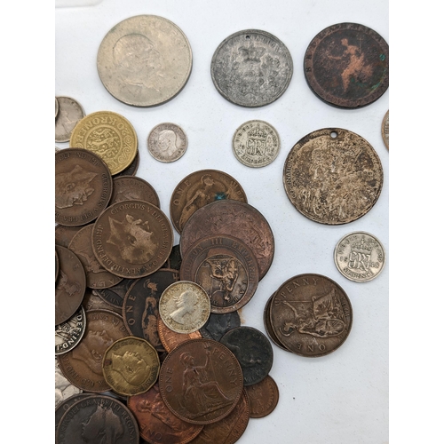 443 - Mixed Bundle Of Vintage / Antique Coins. Some Silver PLus one Cartwheel Penny and One Unidentified J... 