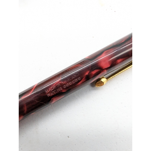 456 - Very Rare Conway Stewart  no# 14 ,14k Pen Set Marbled Red