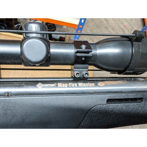 464 - Crosman Magfire Mission
In Good Condition 
4x32 Scope