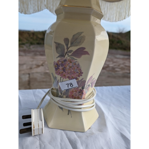 78 - Large Ceramic Floral Lamp Base With Cream Shade
Diameter 40cm
height 60cm