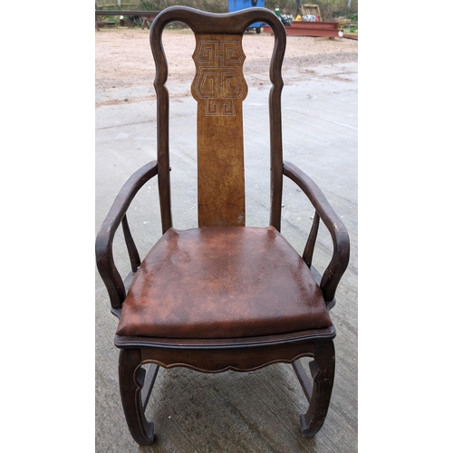 10D - Vintage Hard wood and Leather Padded Hall Seat/Bedroom Chair
Overall Good Condition
57cmx 55cmx107cm