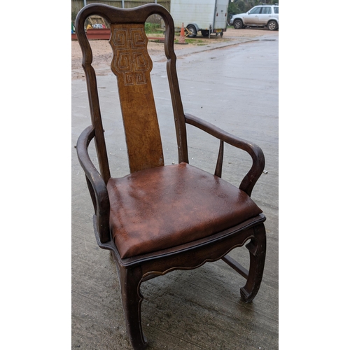 10D - Vintage Hard wood and Leather Padded Hall Seat/Bedroom Chair
Overall Good Condition
57cmx 55cmx107cm