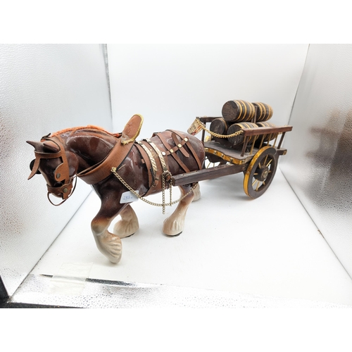 283A - Vintage Livery Original Ceramic Horse And Cart Ornament -  Needs some attention to Chains And Ropes ... 