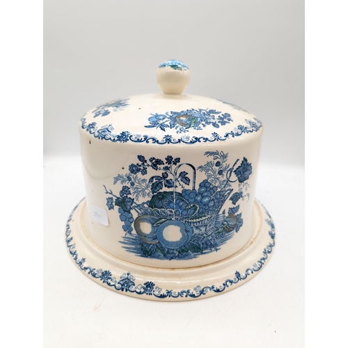 283C - Large Masons Ironstone Cheese / Cake / Dish Decorated in The Fruit Basket Pattern - Would Clean Up L... 