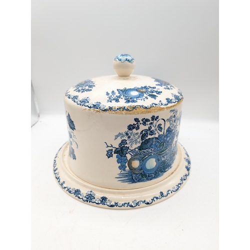 283C - Large Masons Ironstone Cheese / Cake / Dish Decorated in The Fruit Basket Pattern - Would Clean Up L... 