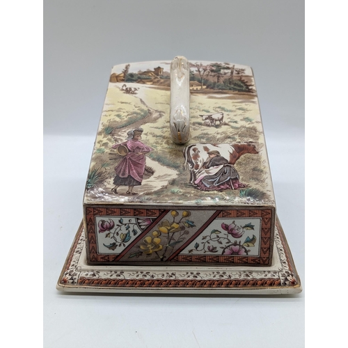 283F - Very Rare Antique English Staffordshire Cheesekeep, Decorated With Milkmaids - Condition is Excellen... 