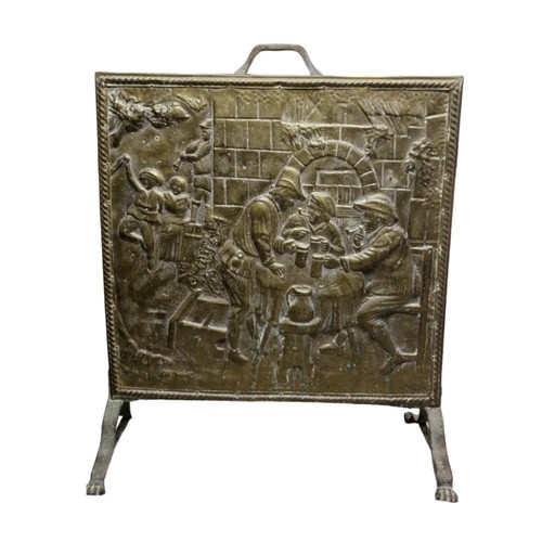 25 - Early 20th Century Tavern Scene Heavy Brass Gorgeous Patina Fire Screen
51cm x 60cm