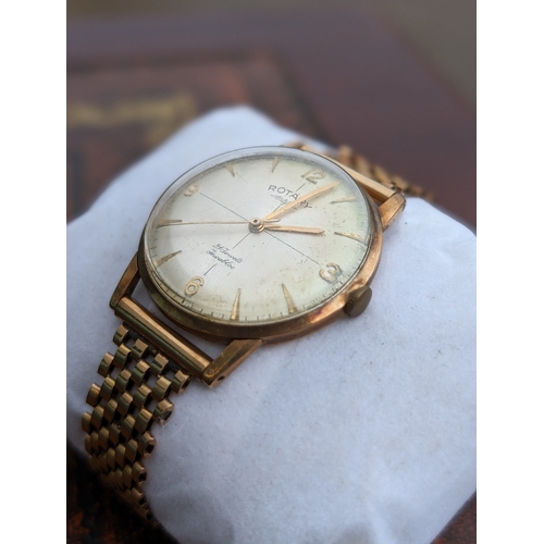 476A - Vintage C1975 Rotary Solid 9Ct Gold 21 Jewel Mechanical Incabloc Gents Wristwatch - Complete with ex... 