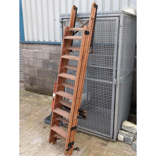 12 - C1930 Slingsby Vintage Loft Ladder. Comes With All Iron Work and Roller. 12 Runs, Unextended Length ... 