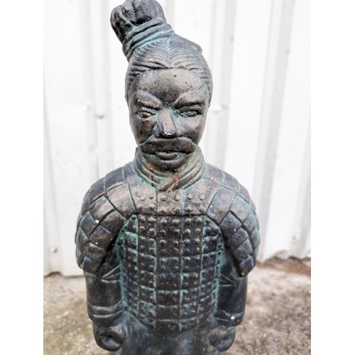 31 - Impressive large concrete Chinese warrior Garden / Outdoor Ornament. Appears of Concrete / Terracott... 