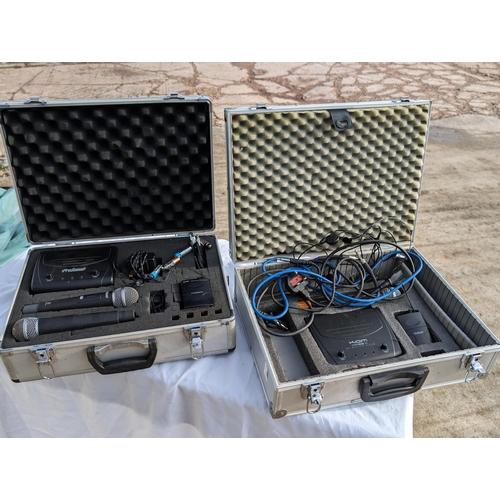 38 - PA System - Pro Sound Mic Etc In Two Metal Carry Cases