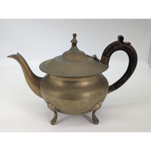 50 - Vintage Heavy Brass Footed Coffee / Teapot Well Patinad
25x  17