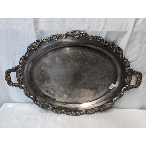 57 - Huge Impressive Poole Silverplated Lancaster Rose Footed And Handled Serving Platter - ECP - 1950s 7... 