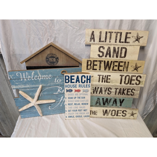 73 - Bundle of Mostly Nautical Themed / Seaside Wall Plaques Largest 55x70cm