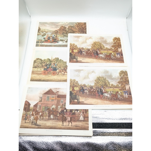 90 - Large Qty (19) Vintage Coaching Prints ENgraved by J Harris Includes Numerous Duplicates 30x22cm