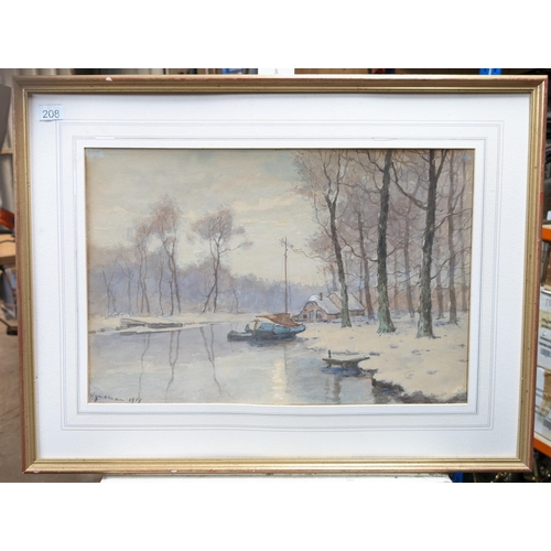 121 - Large Impressive Original Watercolour - Asian Scene - Unglazed Signed Lower Left 69x53cm