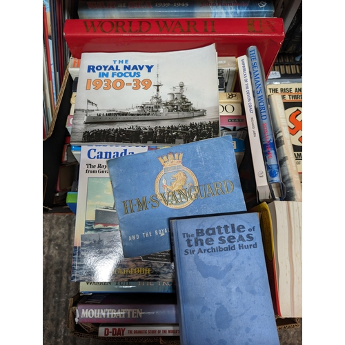 144 - Large Quantity Hardback Books - Mostly Naval Interest / Seafarer / Military Wartime Etc. Interesting... 