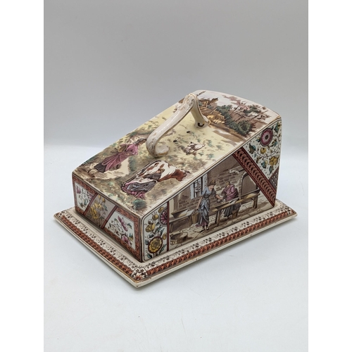 162 - Very Rare Antique English Staffordshire Cheesekeep, Decorated With Milkmaids - Condition is Excellen... 