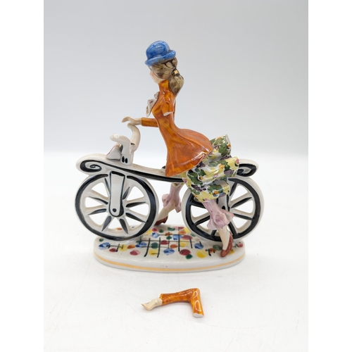 170 - Mid Century Italian Figurine Lady Riding her Bike A/F Arm Loss But Is Present
16x19