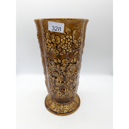 190 - Arthur Wood Excellent Vintage Honeyglaze Vase - Decorated In Cherubs And Floral Motifs