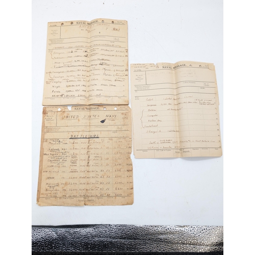 214 - Rare Naval Documents approx 12 pages Total S1320B Naval Message Pads  with Extensive Handwritten Inf... 