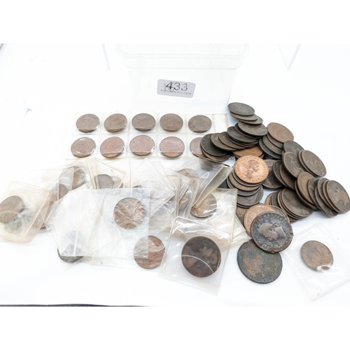 217 - Large Bundle of Pennies and Half Pennies Including Poor Condition Cartwheel Penny.